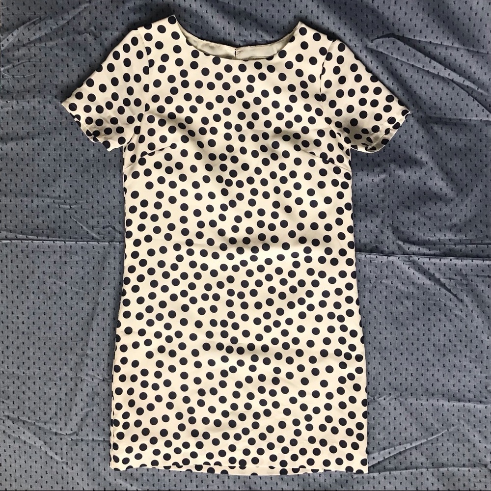 JCrew blue polka dot shift dress 00P